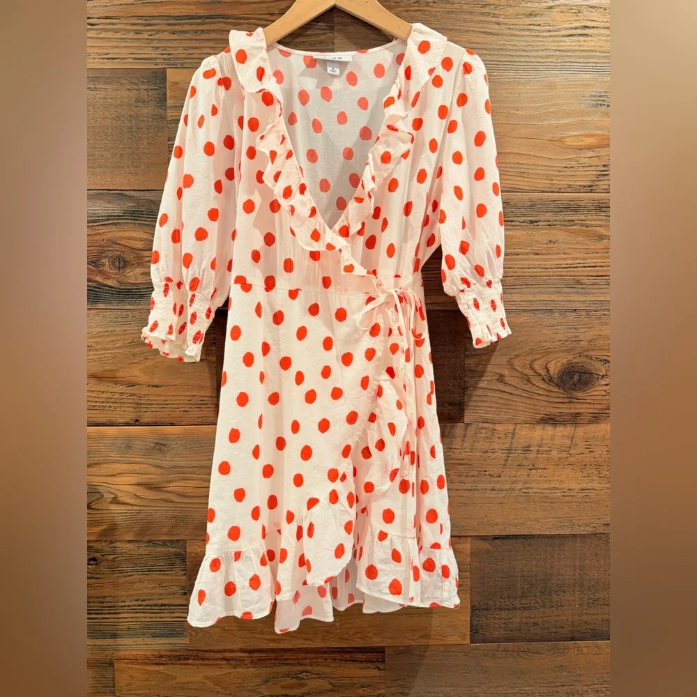 Polka Dot Ruffle Wrap Dress - Picture 15 of 15
